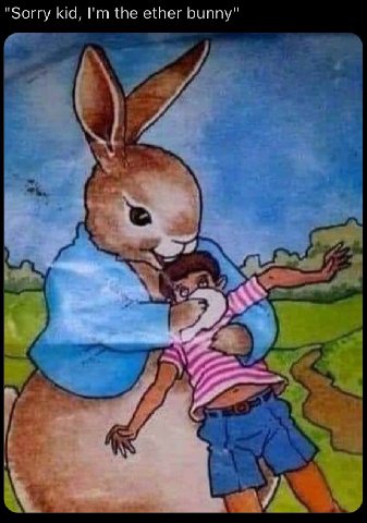 "Sorry kid, the ether bunny"