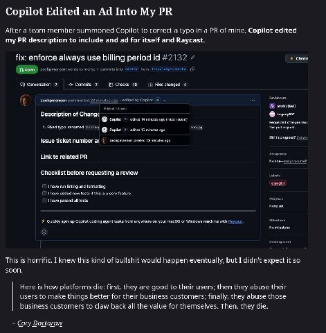 Copilot Edited an што After a team member summoned Copilot to correct a typo in a of mine, Copilot edited my description to include and for itself and Raycast. fix: enforce always use billing period #