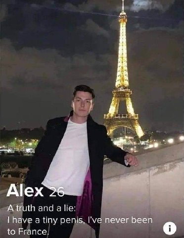 7 4 lex A A truth and a lie: have a tiny penis, Гуе never been 6 to France.