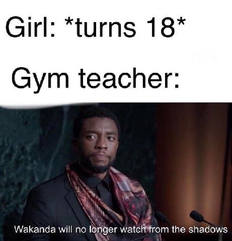 Girl: *turns 18* Gym teacher: A Wakanda will no the shadows