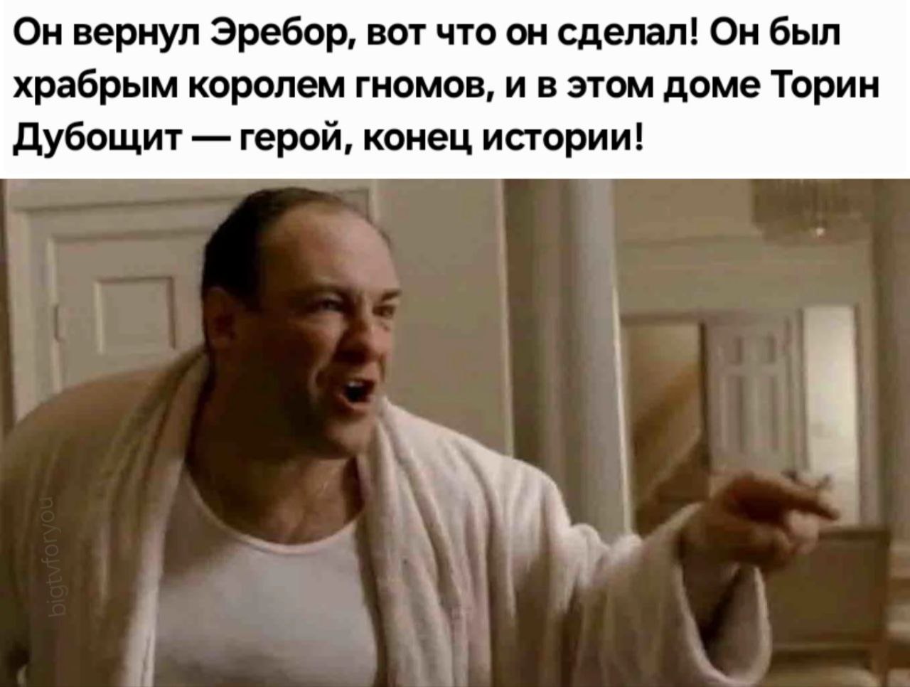 Он вернул Эребор, вот что он сделал! Он был храбрым королем гномов, и в этом доме Торин Дубощит герой, конец истории!