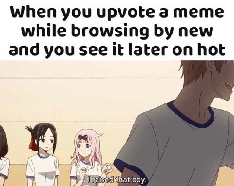 When you upvote а тете while browsing new and you see it later on hot