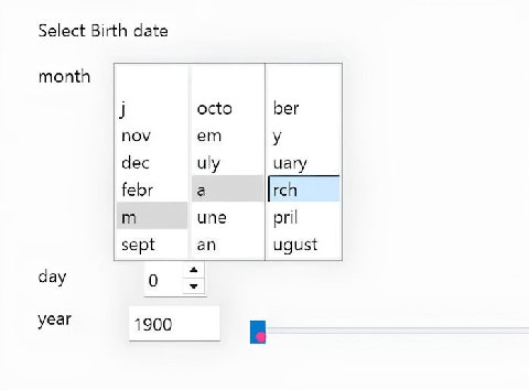 Select Birth date month octo ber nov dec uly uary febr a rch une pril sept an ugust a day 0 У уеаг 1900