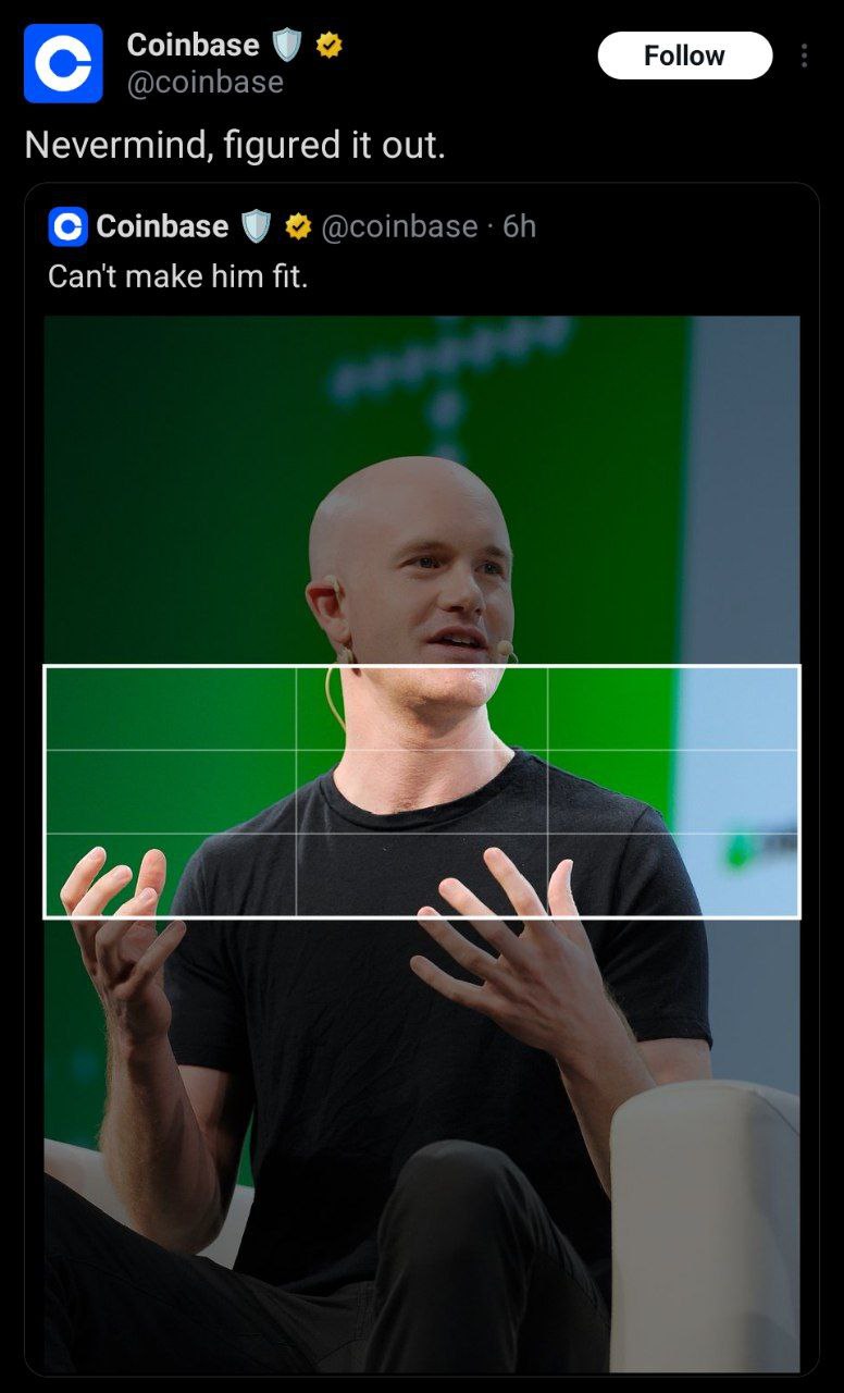 Coinbase Роном Nevermind, figured it out. С Coinbase Can't make him fit.