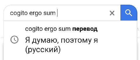 cogito ergo sum| cogito ergo sum перевод поэтому я (русский)