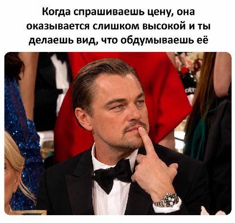 Когда спрашиваешь цену, она оказывается слишком высокой и ты делаешь вид, что обдумываешь её