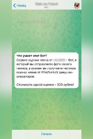 Назад бот Что умеет этот бот? Сервис оценки членаот -ботв который вы отправляете фото своего пениса, а взамен вы получаете честную оценку члена от РЕАЛЬНЫХ девушек- операторов. Стоимость одной оценки 