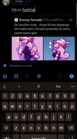 ® Tommy Tornado ‹ Tornad@Tom 2d On another note... these Vivian drawings did really well, | should probably do more paper mario gals Probert | Probably w a Does your character personally know you? Jef