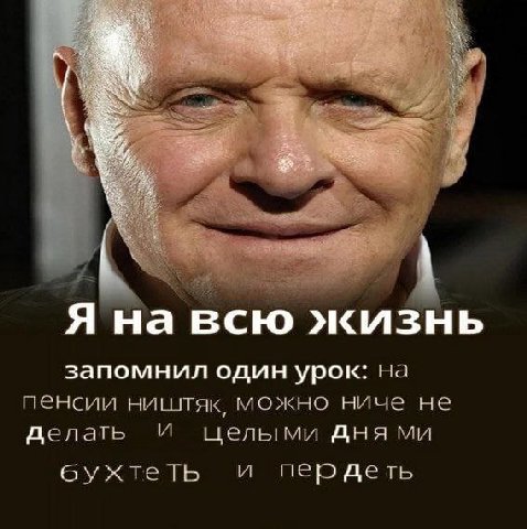 Вы. Я на всю жизнь запомнил один урок: на пенсии можно ниче не делать И целыми дня бужтеть и пердеть
