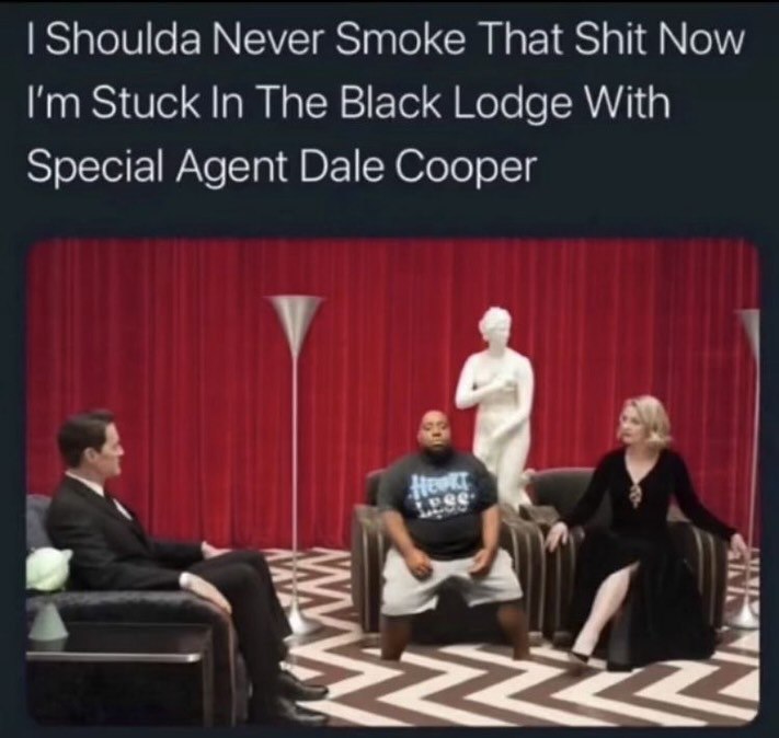 Shoulda Never Smoke That Shit Now Stuck In The Black Lodge With Special Agent Dale Cooper