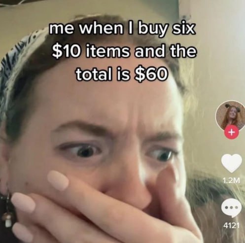 when buy six $10 items and the total is $60