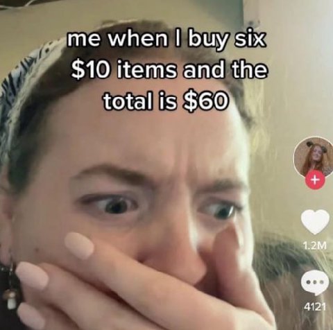 when buy six $10 items and the total is $60