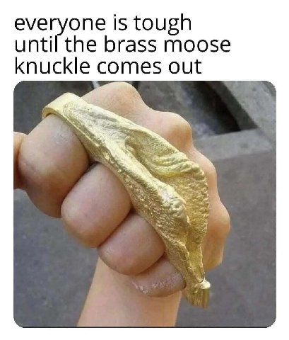 everyone is tough until the brass moose knuckle comes out