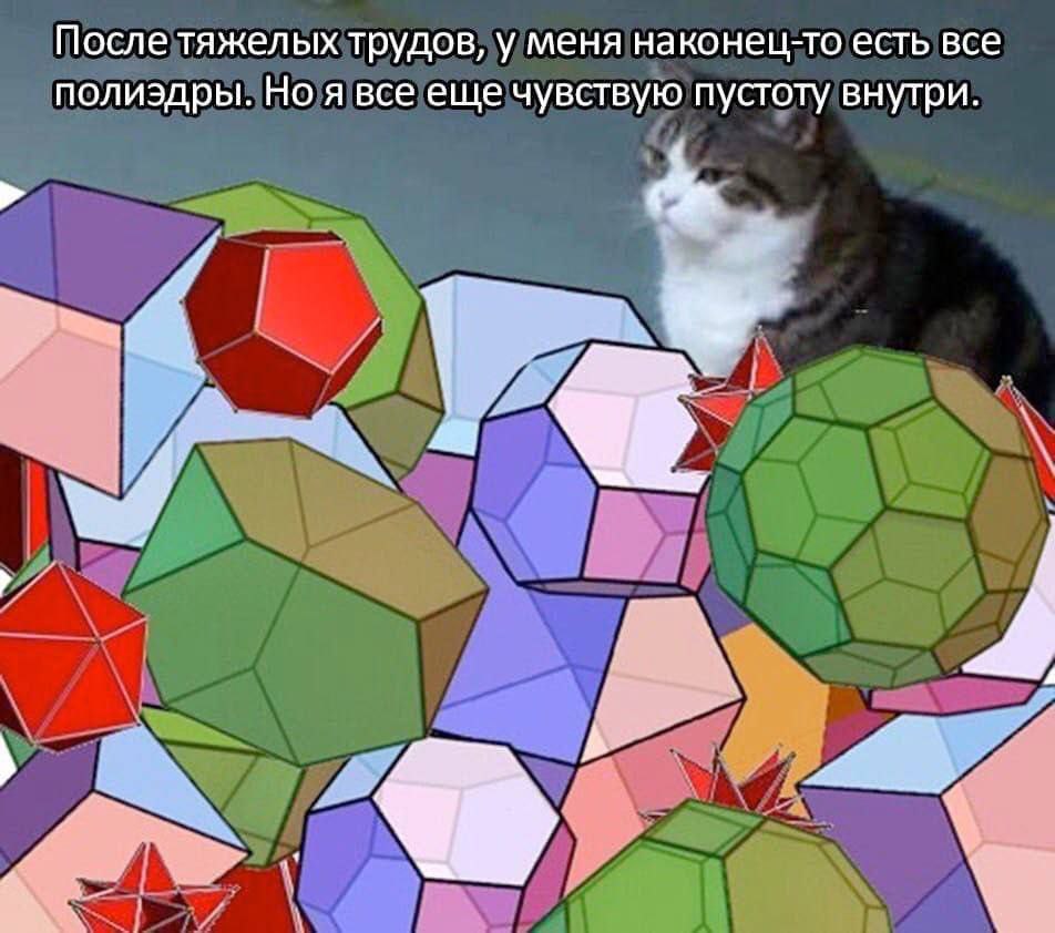 После тяжелых трудов, у меня наконец-то есть все полиэдры. Но я все еще чувствую пустоту внутри. в