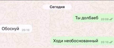 Сегодня Ты долбаеб Обоснуй Ходи необоснованный
