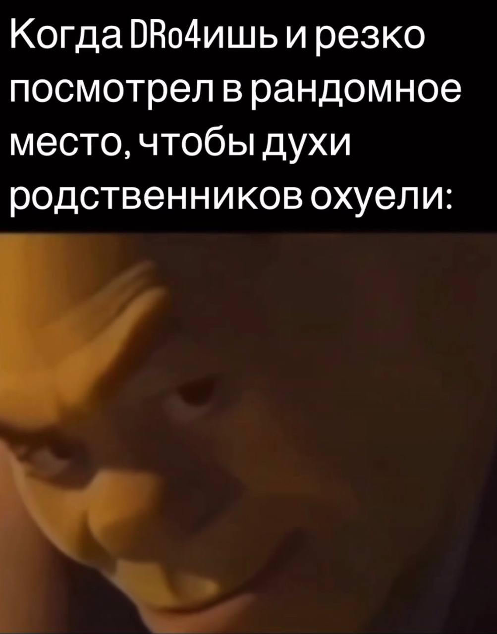 Когда ОВодишь и резко посмотрел врандомное место, чтобы духи родственников охуели: