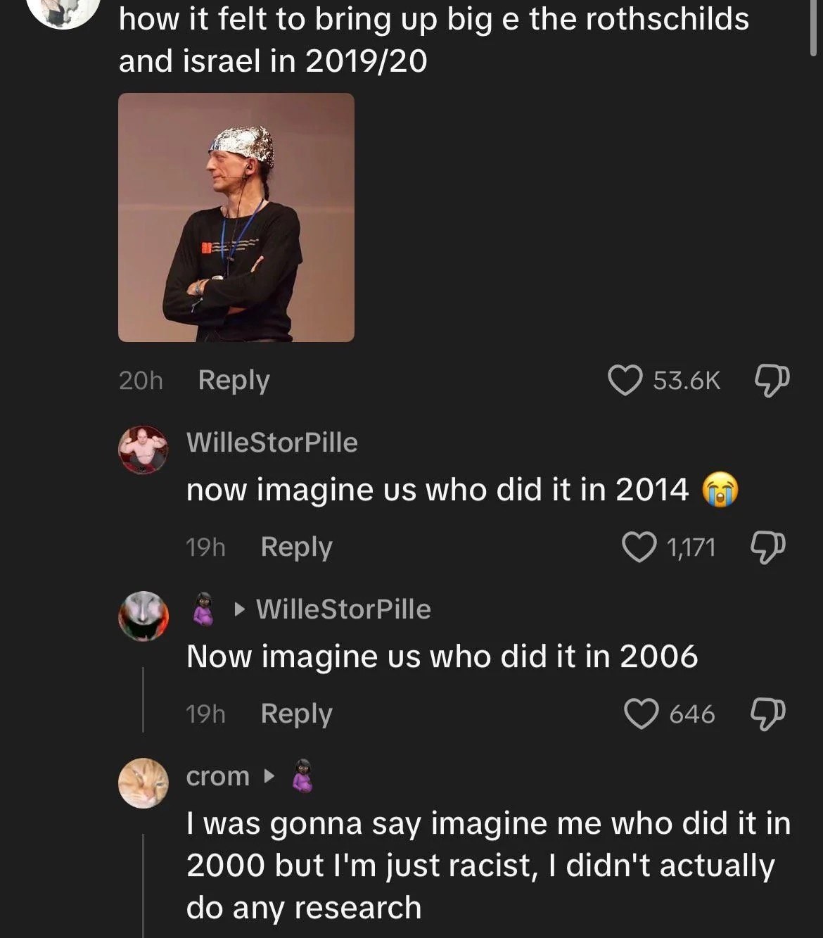 Ном it felt to bring up big the rothschilds and israel in 2019/20 now imagine who did it in Now imagine who did it in 2006 was gonna say imagine me who did it in 2000 but just racist, didn't actually 