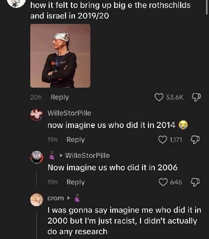 Ном it felt to bring up big the rothschilds and israel in 2019/20 now imagine who did it in Now imagine who did it in 2006 was gonna say imagine me who did it in 2000 but just racist, didn't actually 