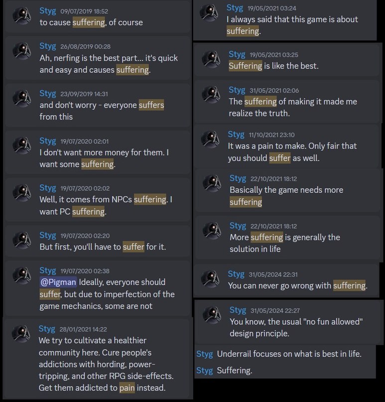 18:52 Styg 19/05/2021 03:24 to cause suffering, of course always said that this game is about suffering. Styg 26/08/2019 00:28 nerfing is the best part... it's quick Styg and easy and causes suffering