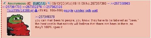 Anonymous 05/13/20(Wed)19:11:09 №.257357393 >>257356903 >>257362276 >>257362325 (19 google yandex wait >>257349379 you can тай bees to people, you know. they have to be labeled as “bees.” the best par