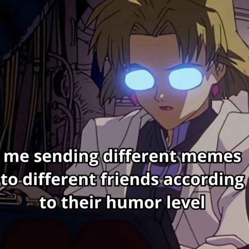 me sending different memes to different friends according to their humor level