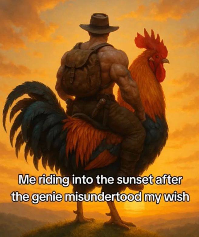 riding into the sunset after the genie misundertood my wish