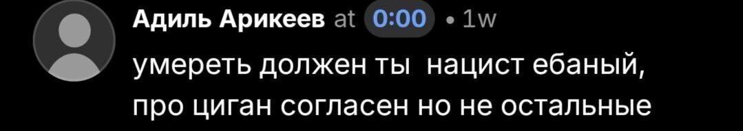 Адиль Арикеев умереть должен ты нацист ебаный, про циган согласен но не остальные