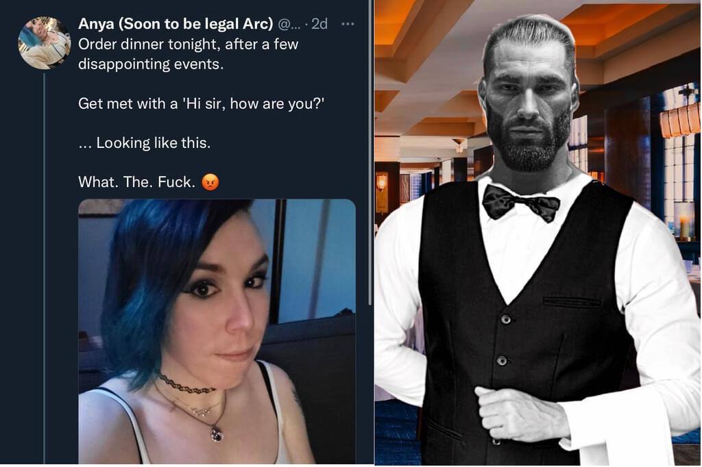 Anya (Soon to be legal Arc) Order dinner tonight, after а few disappointing events. 1 Get met with а sir, how are Looking like this. What. The. Риск. у 4 74