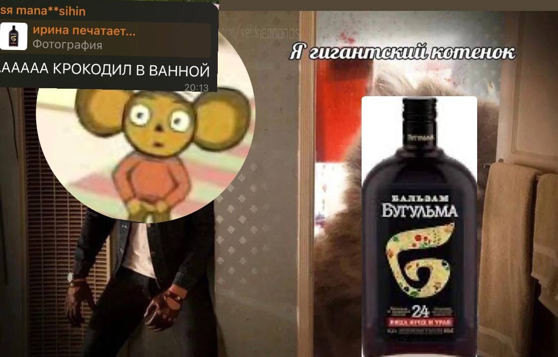 mana**sihin ирина печатает... Фотография Ягигантекийкотенок ААААА КРОКОДИЛ В ВАННОЙ 20:13 2 у 18 БУГУЛЬМА +4 и 74,