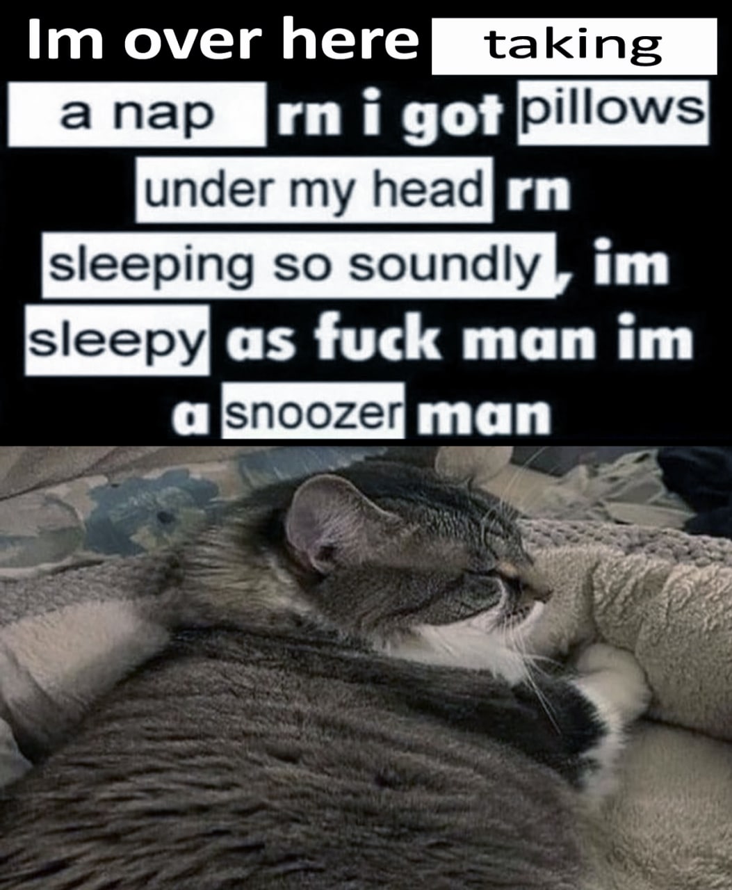 over here i got under my sleeping so soundly as fuck man a man