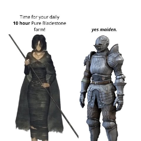 Time for your daily 10 hour Pure Bladestone farm! yes maiden. 2 у у