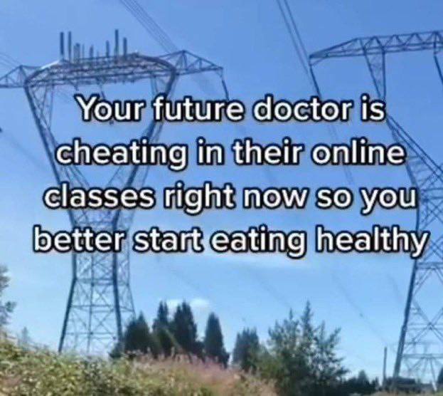 Your future doctor Is cheating in their online classes right now so you better startyeating healthy