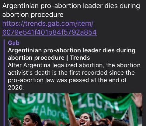 Argentinian pro-abortion leader dies during abortion procedure Argentinian pro-abortion leader dies during abortion procedure Trends After Argentina legalized abortion, the abortion activist's death i