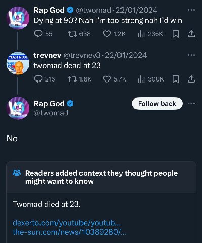 Вар God Dying at 90? Nah too strong nah win YEAST MODE trevnev twomad dead at 23 Вар God Readers added context they thought people might want to know Twomad died at 23.