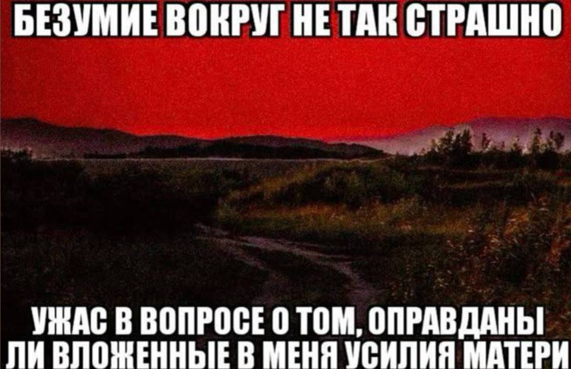 БЕЗУМИЕ ВОКРУГ НЕ TAK СТРАШНО УЖАС В ВОПРОСЕ 0 ТОМ, ОПРАВДАНЫ ЛИ В МЕНЯ УСИЛИЯ МАТЕРИ