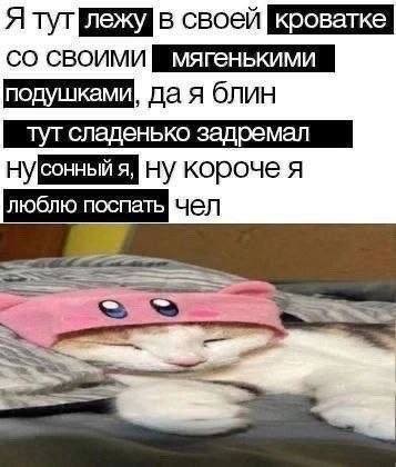 Я в своей СВОИМИ да я блин ну короче я люблю поспать чел