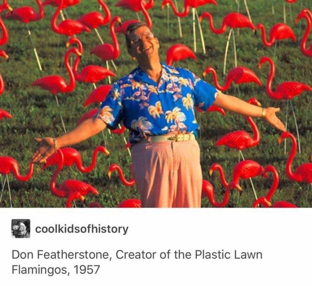 coolkidsofhistory Don Featherstone, Creator of the Plastic Lawn Flamingos, 1957