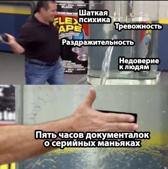 АРЕ. Тревожность Раздражительность A if Недоверие Пять часов документалок о серийных маньяках