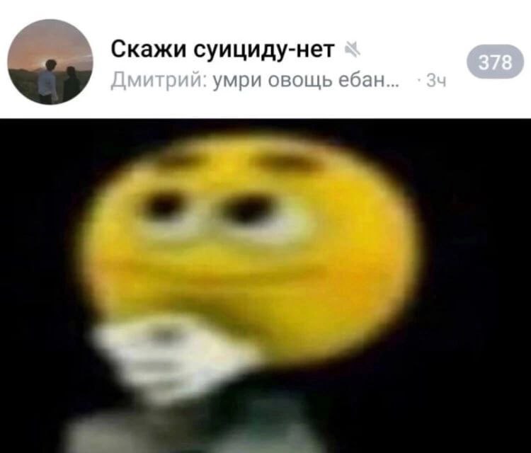 Скажи суициду-нет 378 Дмитрий: умри овощь ебан...
