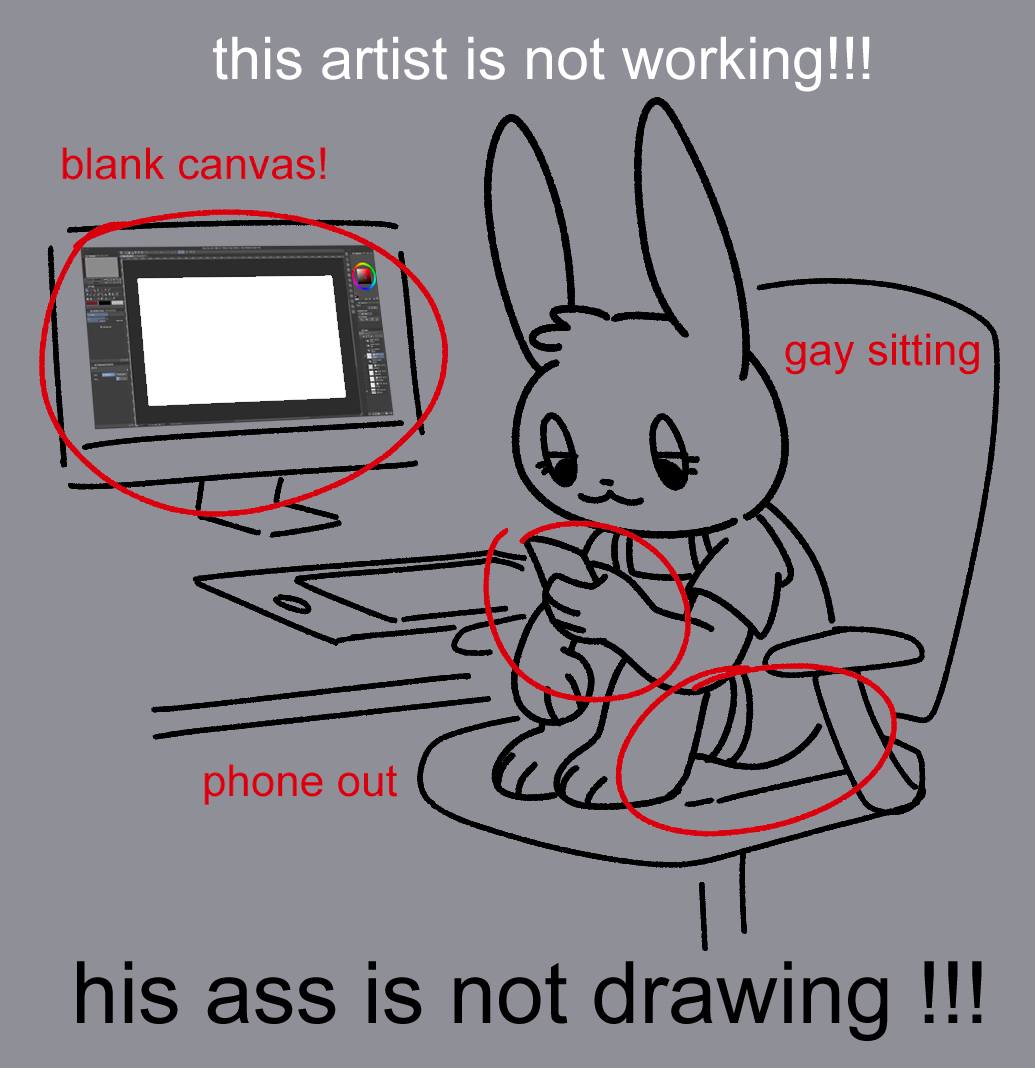 blank canvas! gay sitting phone out his ass is not drawing