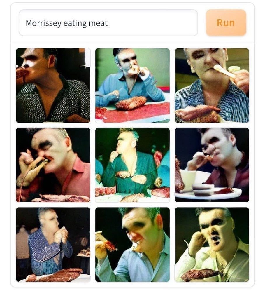 Morrissey eating meat