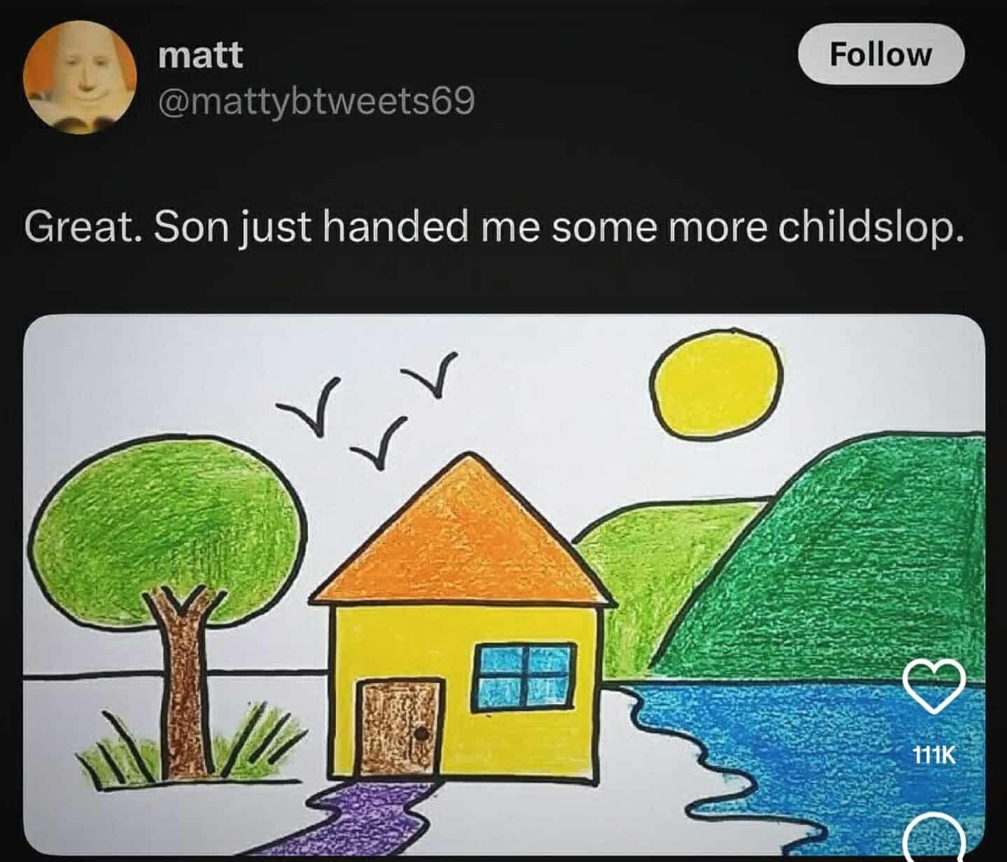 тан @mattybtweets69 Great. Son just handed me some more childslop. я