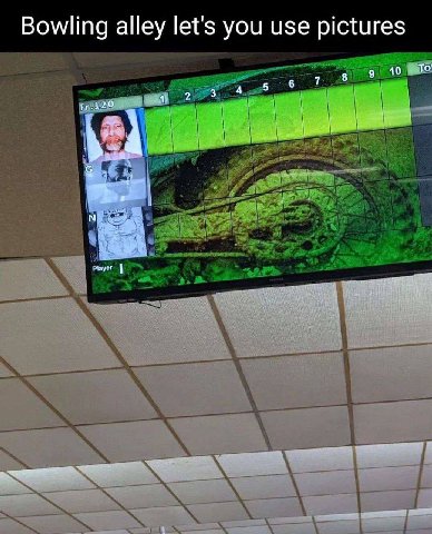Bowling alley let's you use pictures 8 10 то 7