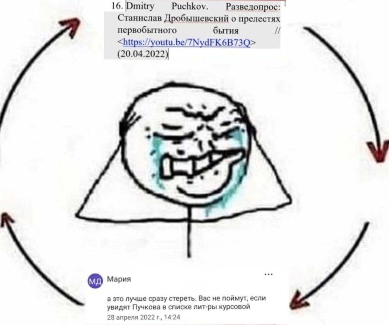 16. Разведопрос: Станислав Дробышевский о прелестях первобытного бытия <https://youtu.be/7NydFK6B73Q> (20.04.2022) Mapua а это лучше сразу стереть. Bac не поймут, если увидят Пучкова в списке лит-ры к