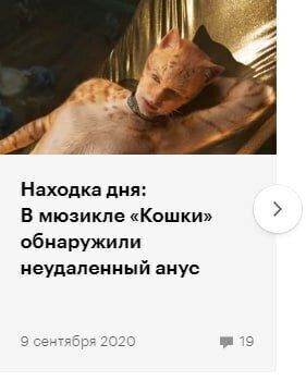 the 4 Находка дня: В мюзикле «Кошки» обнаружили неудаленный анус 9 сентября 2020 19