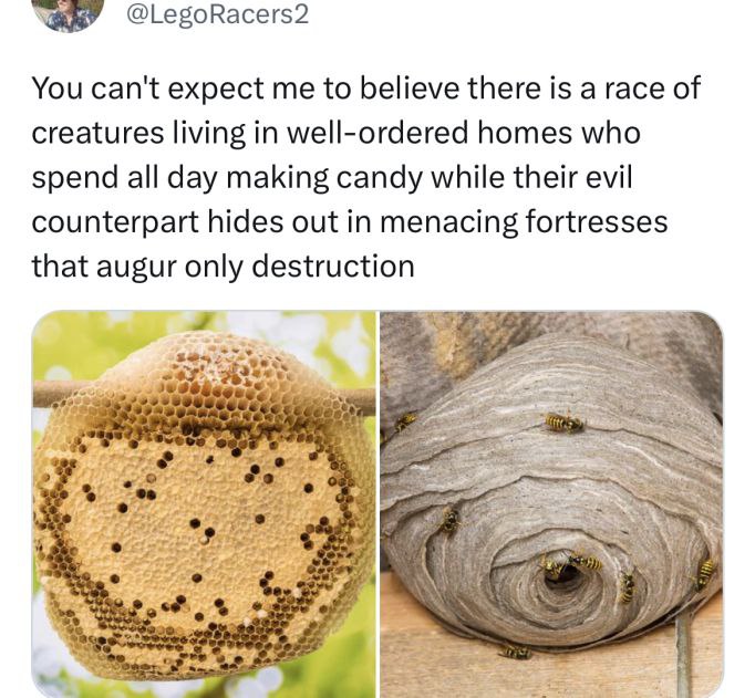 @LegoRacers2 You can't expect to believe there is a race of creatures living in well-ordered homes who spend all day making candy while their evil counterpart hides out in menacing fortresses that aug
