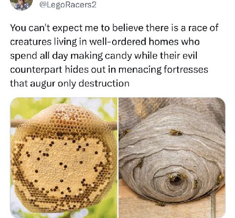 @LegoRacers2 You can't expect to believe there is a race of creatures living in well-ordered homes who spend all day making candy while their evil counterpart hides out in menacing fortresses that aug
