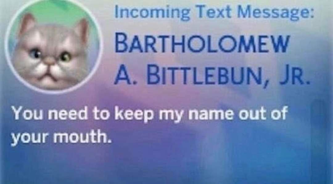 Incoming Text Message: You need to keep my name out of your mouth.