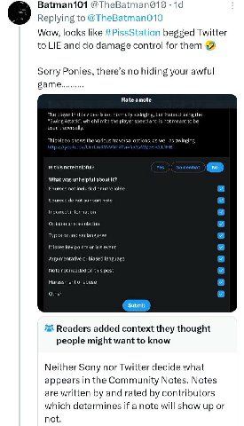 Batman101 Replying to Wow, looks like #PissStation begged Twitter to LIE and damage control for Sorry Ponies, there’s no hiding your awful Rate a note The player in this video is not normally swinging