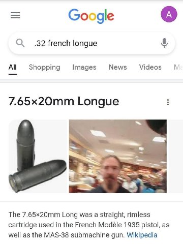 Сооде О french longue All Shopping Images News’ 7.65x20mm Longue The 7.65x20mm Long was а straight, rimless cartridge used in the French Modéle 1935 pistol, as well as the MAS-38 submachine gun. Wikip